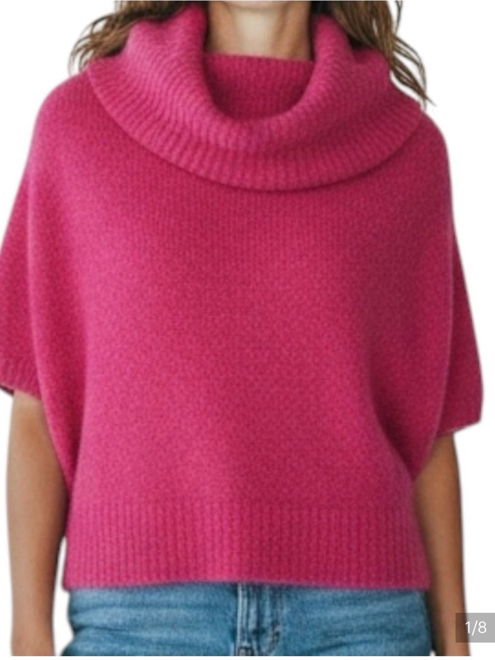 ANTHROPOLOGIE WOODEN SHIPS Cowl Neck Mohair Blend Sweater in Fuchsia Size M/L - Picture 2 of 7